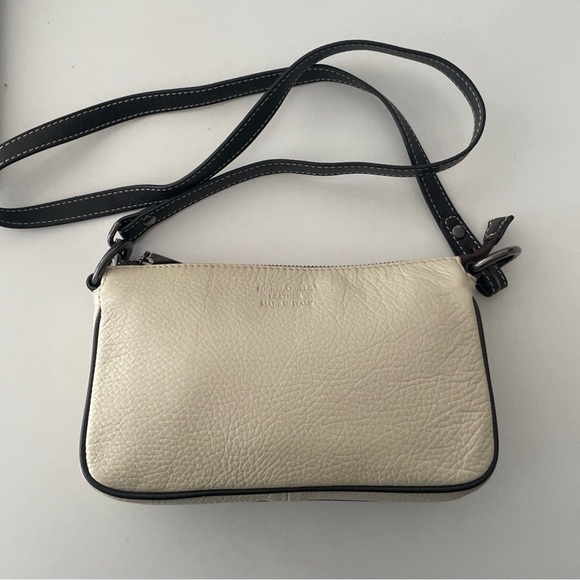 Michaelangelo Crossbody Handbag Soft Leather 2 Tone Cream Purse Made In Italy - Picture 2 of 12